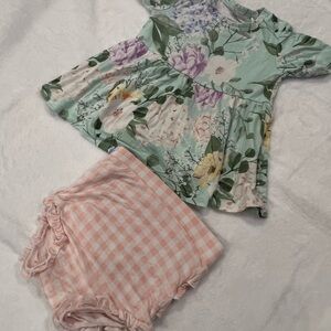 Baby Floral Peplum Top with Pink Gingham Shorts posh peanut bamboo